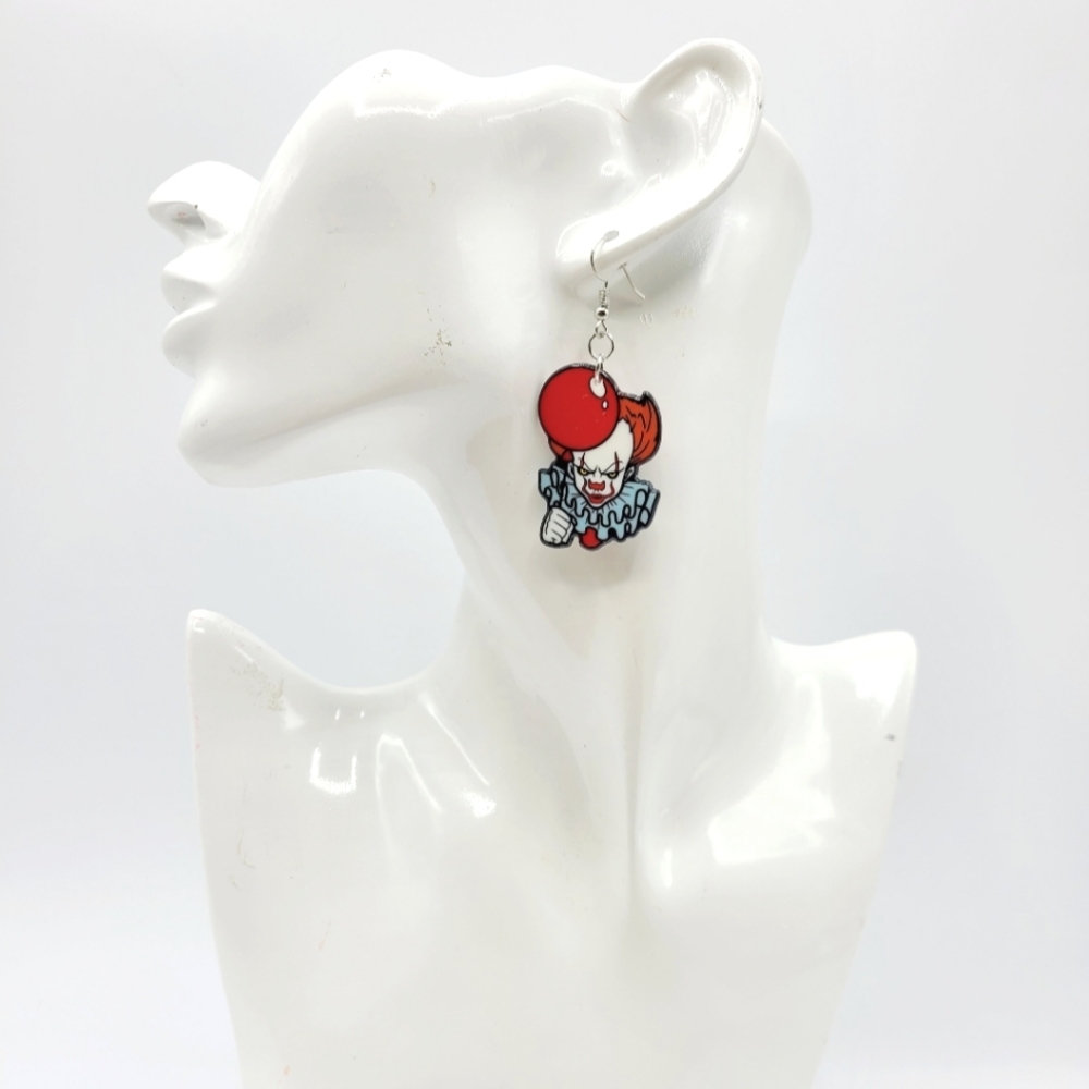 Halloween Red Clown Earrings - Picture 3 of 3